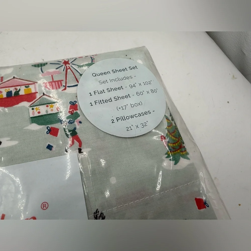 CATH KIDSTON CHRISTMAS SNOW DAY DUCKEGG COTTAGE QUEEN SHEET SET 100% COTTON,